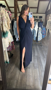 Plunging Twist Front Maxi Dress