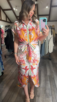 Botanical Tie Waist Dress