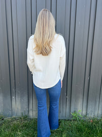 Cream Waffle Knit Henley Top