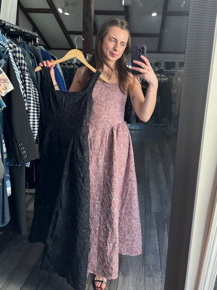 Rose Jacquard Corset Midi Dress