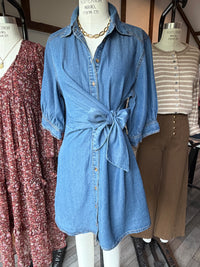Tied in Blue Denim Dress