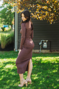 Mindy Mock Neck Plum Mesh Dress