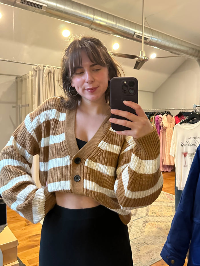 Chai & Stripes Button Cardigan