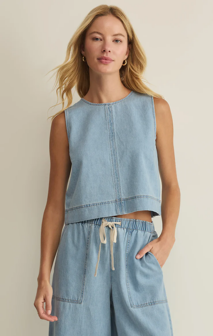 Sun Seeker Denim Tank Coastal Water