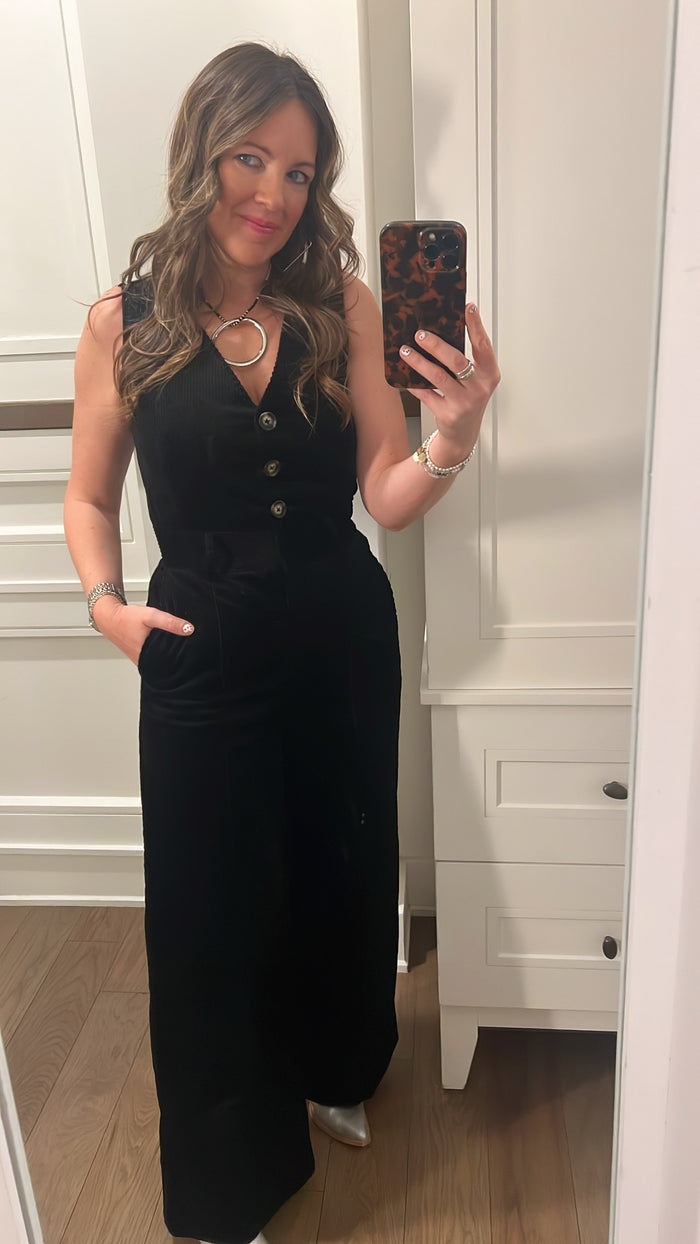 Black Corduroy Jumpsuit