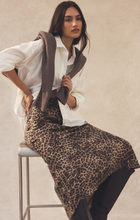 Izabel Leopard Skirt Desert Tan