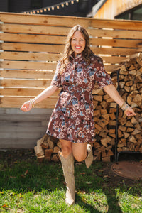 Mocha Bloom Belt Dress