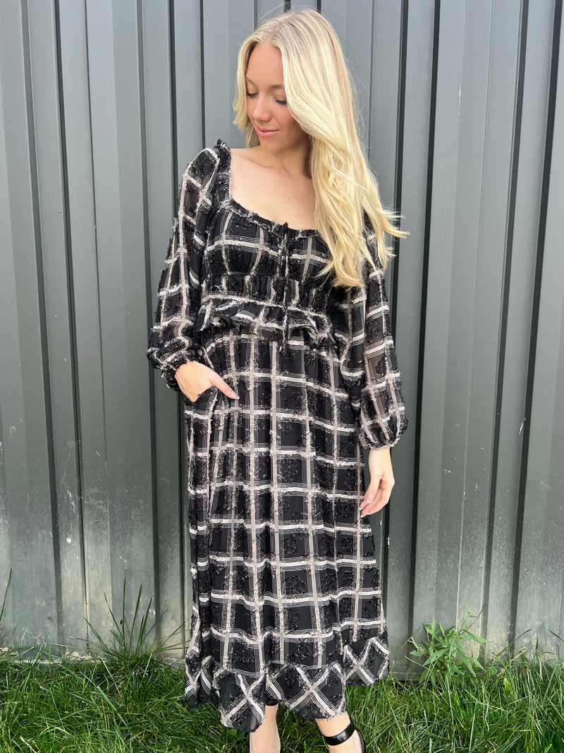 Grid Midi Dress