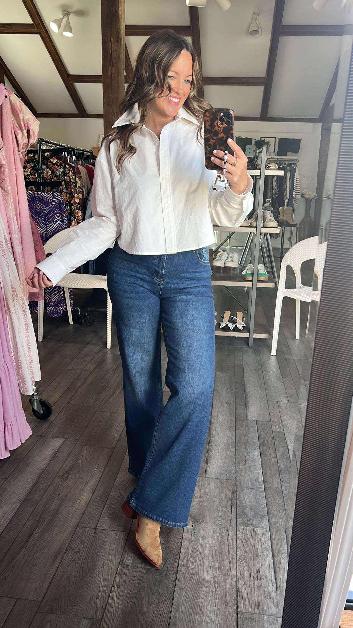 Wren White Cropped Button Down