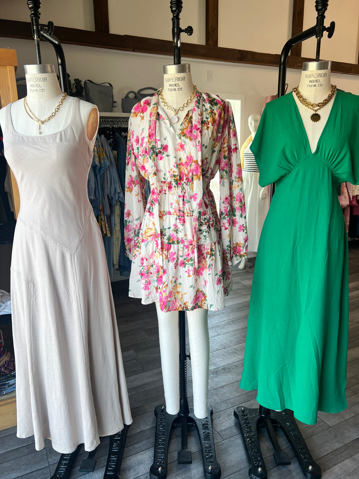 Verity V Neck Green Dress