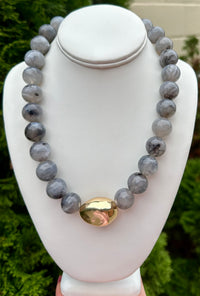 Grey Marble Stone Chunky Necklace