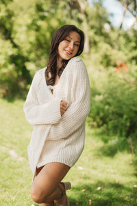 Powder Cream Chenille Cardi