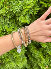 5 Row Hematite Glass Bead& Metal Bracelet