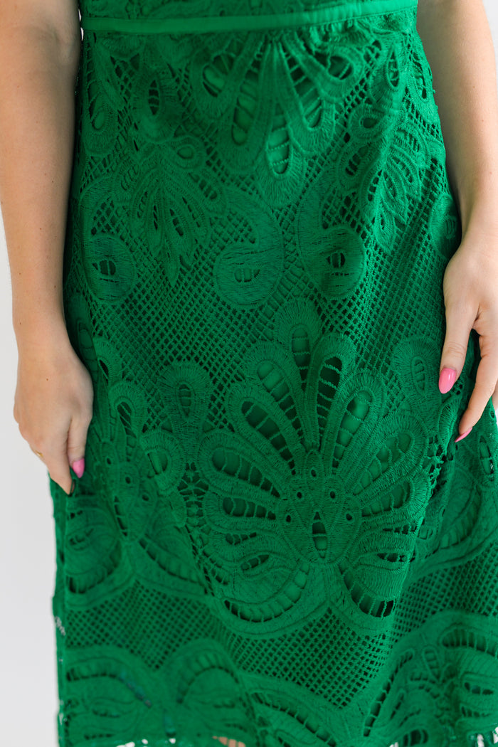 Lace Me Lucky Kelly Green Dress