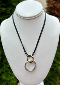 Double Round Ring & Cord Necklace