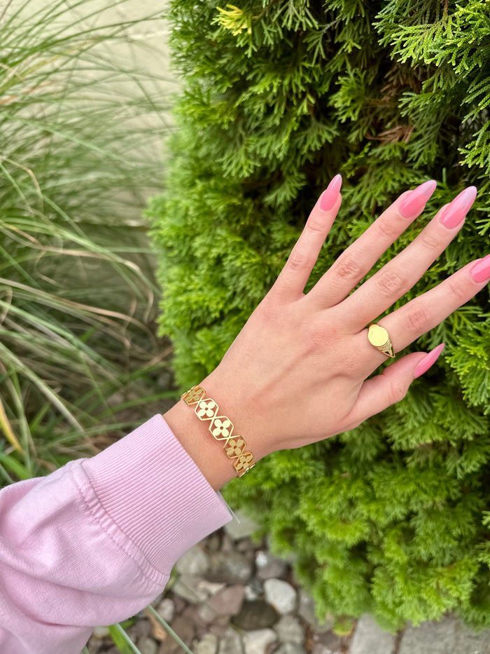 Hexagon Flower Cuff Gold