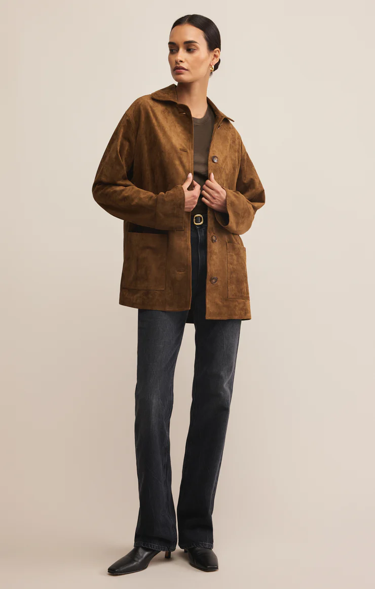 Decker Suede Chore Jacket Cognac