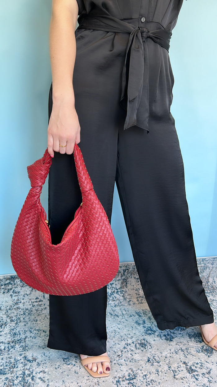 Brigitte Red Large Recycled Vegan Shoulder Bag
