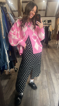 Heart Argyle Cardigan