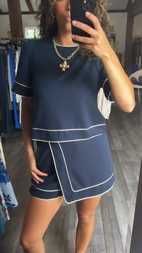 Navy Rope Trim Skort