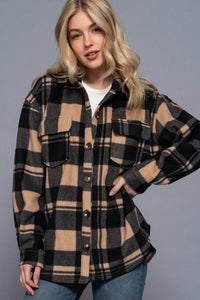 Check Fleece Shacket- 2 colors