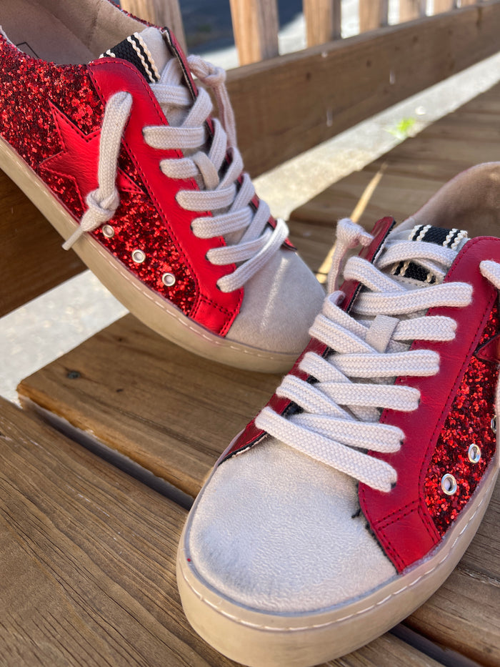 Paula Red Glitter Sneakers