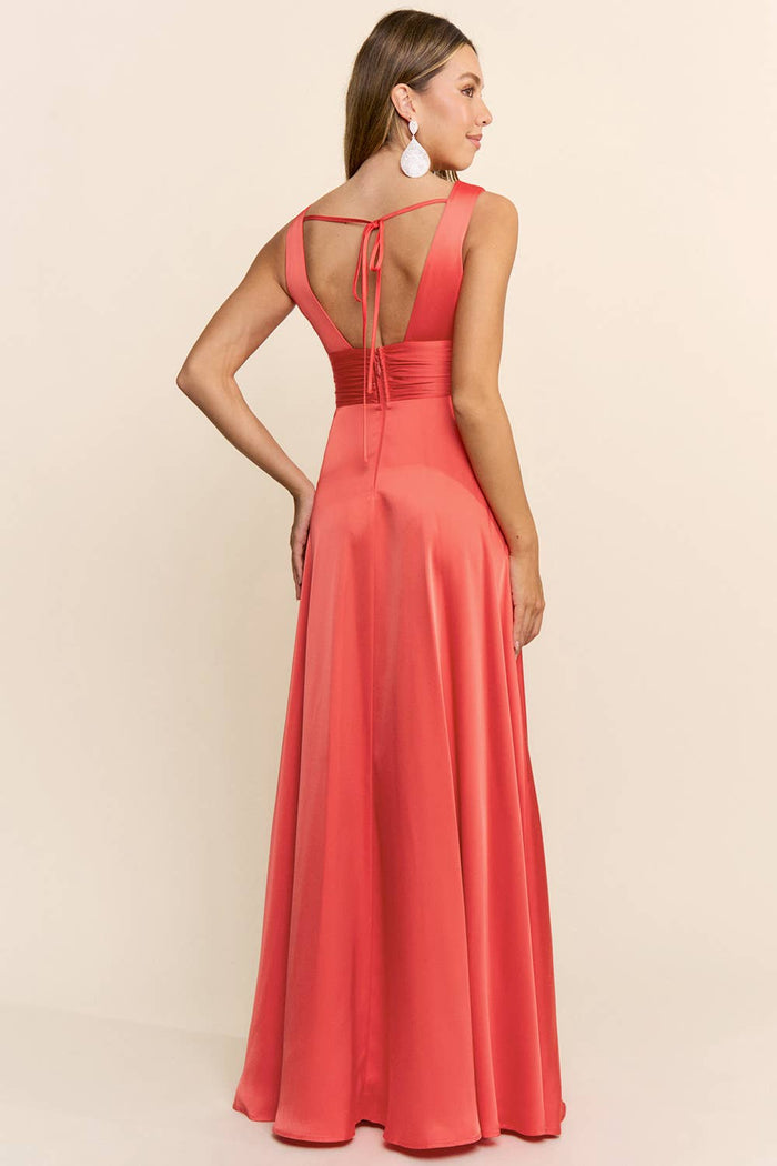 Selena Satin Slit Dress