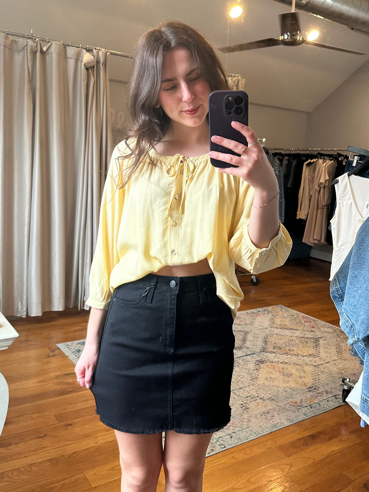 Just Black A-line Frayed Black Denim Skirt