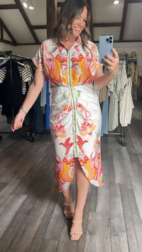 Botanical Tie Waist Dress