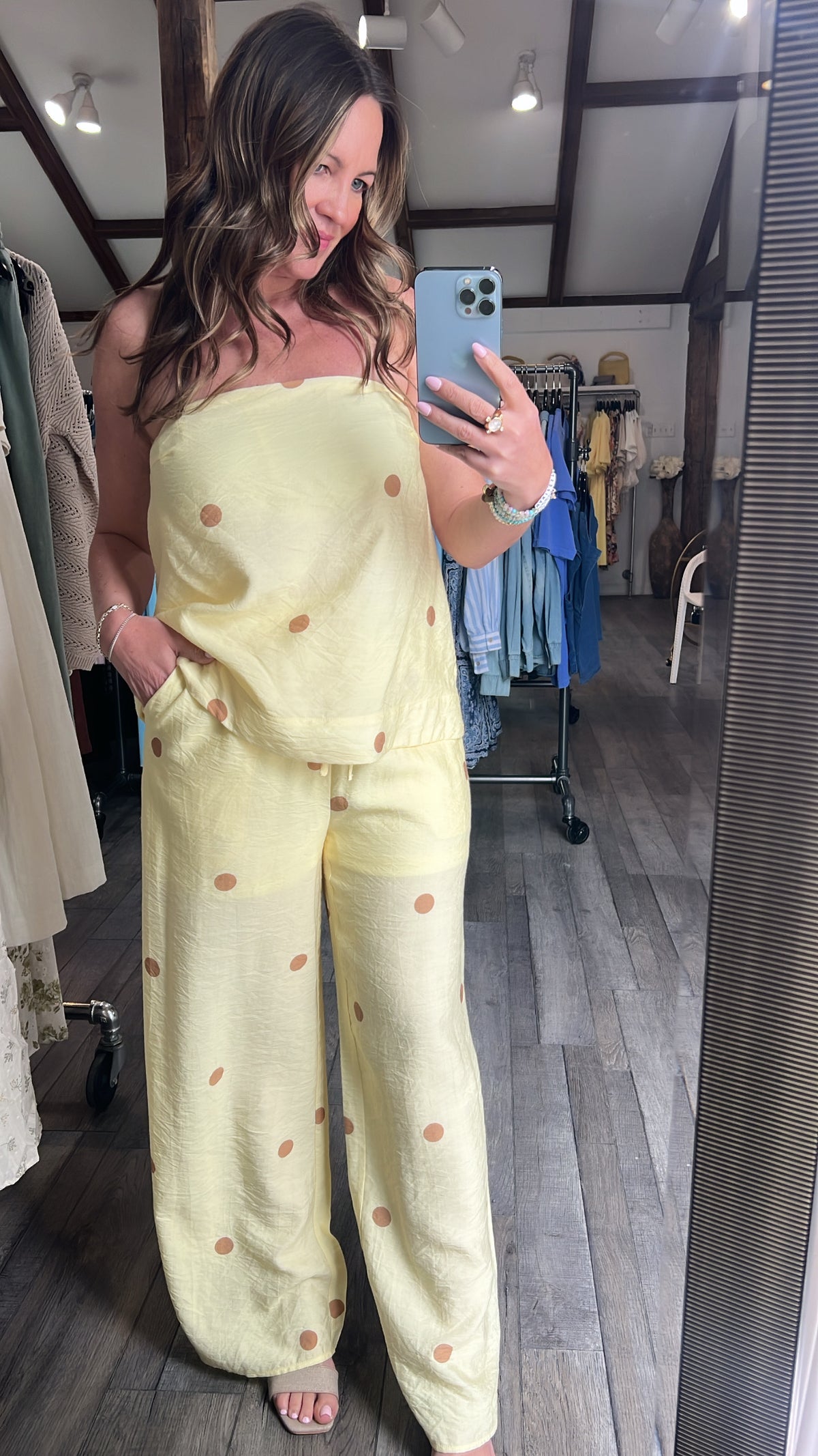 Lemon Dot Tube Top & Pant Set