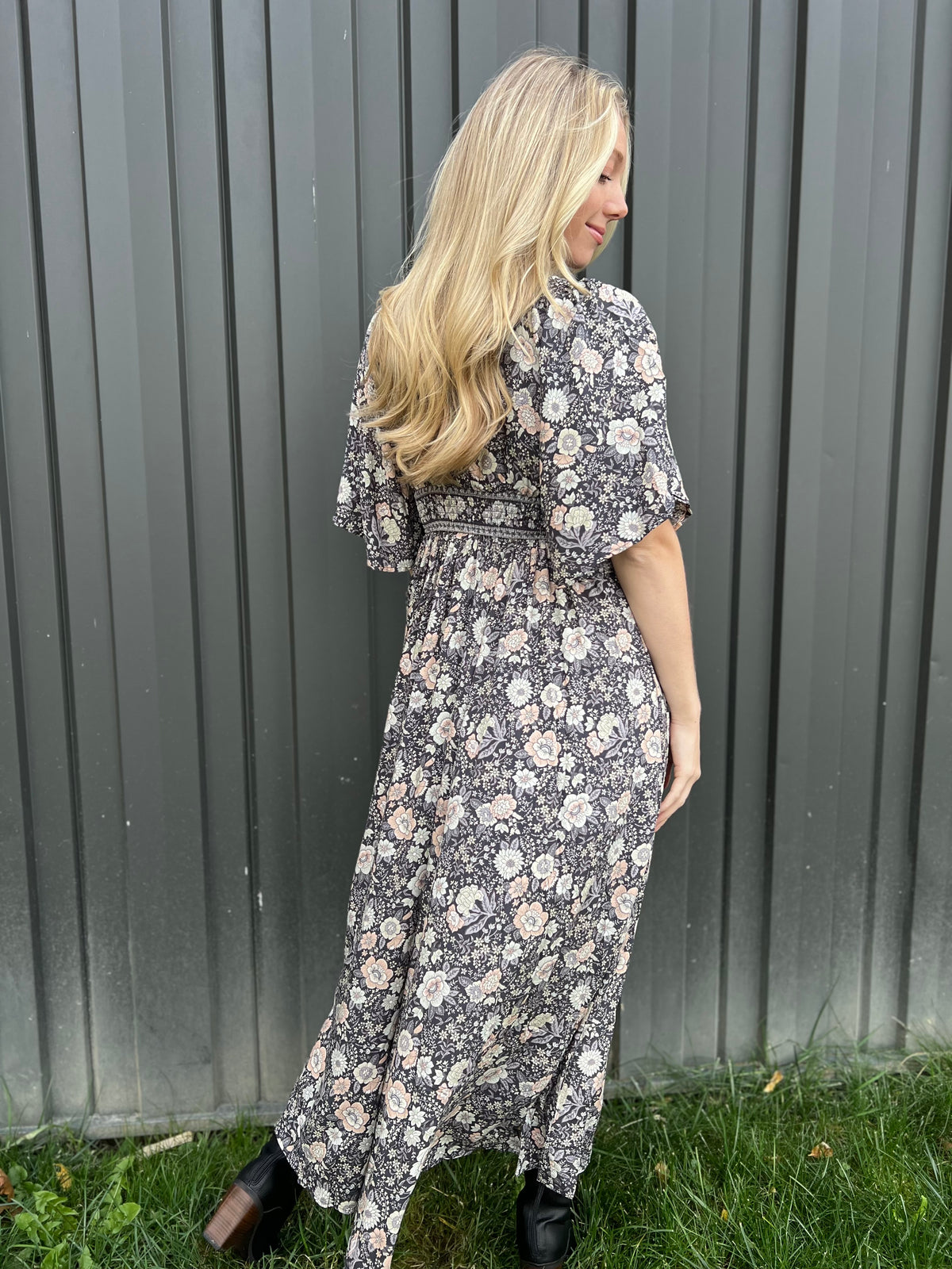 Borderline Flutter Sleeve Maxi Dress