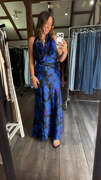 Ellie Floral Draped Halter Neck Maxi Dress