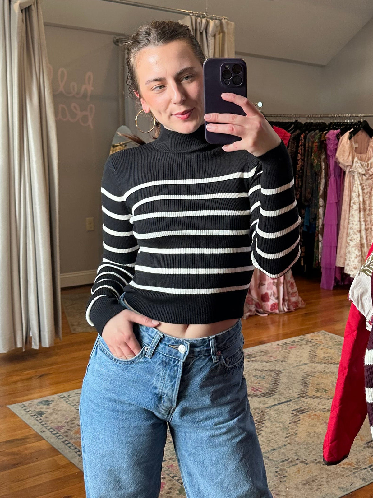 Slim Stripe Fitted Knit Top