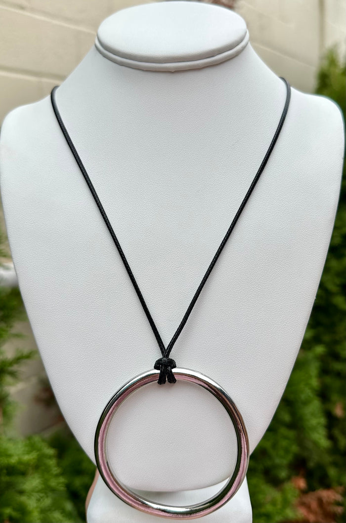 Large Ring Pendant Cord Necklace