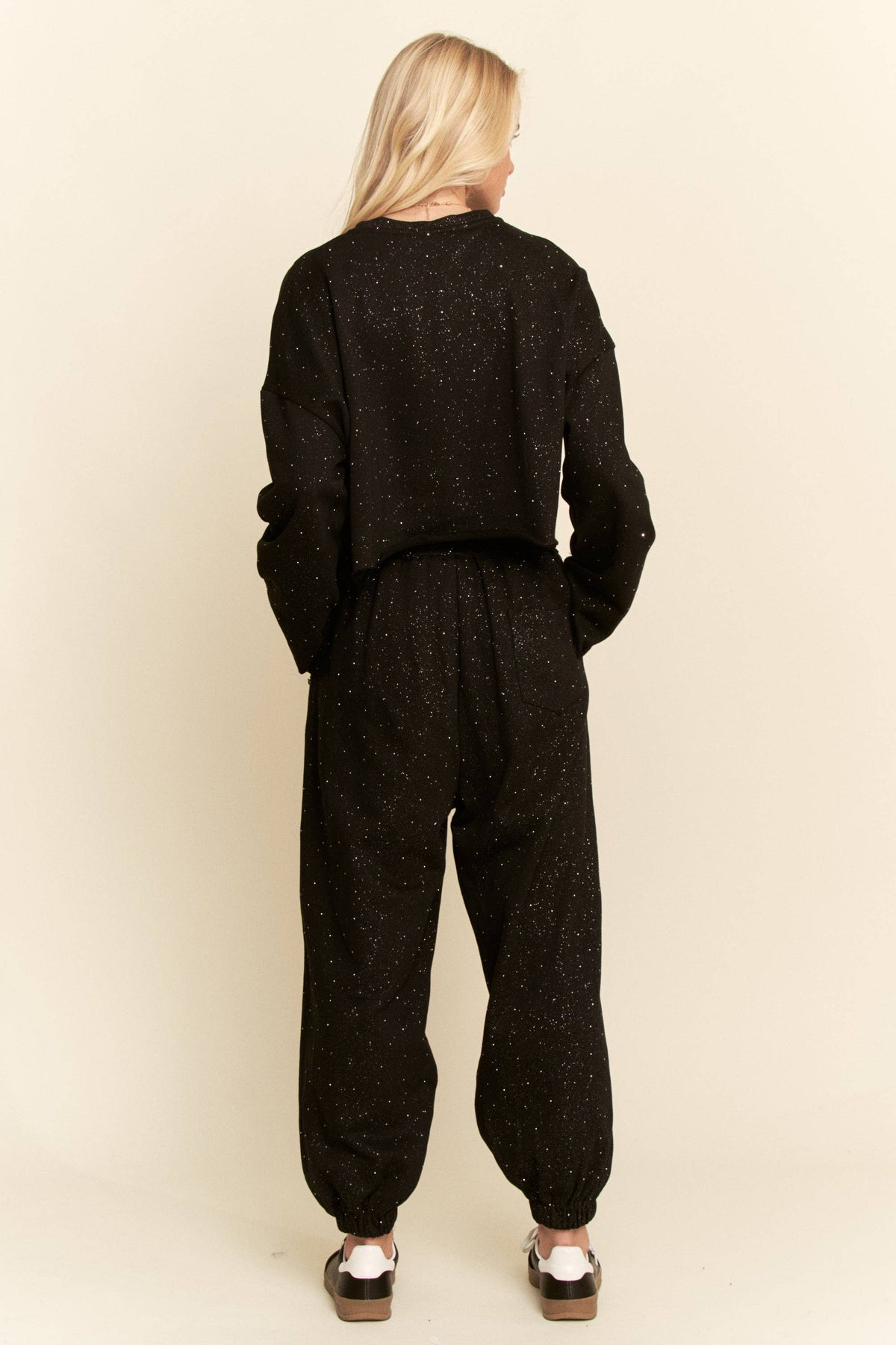RHINESTONES SPECKLED FLEECE LOUNGE SET