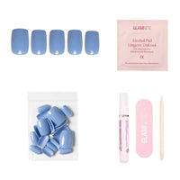 Cashmere Blue Press-On Nails | Short Squoval | Holiday Nails