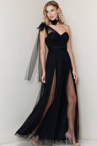 Oscar One Shoulder Tulle Maxi Dress
