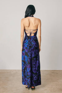 Ellie Floral Draped Halter Neck Maxi Dress
