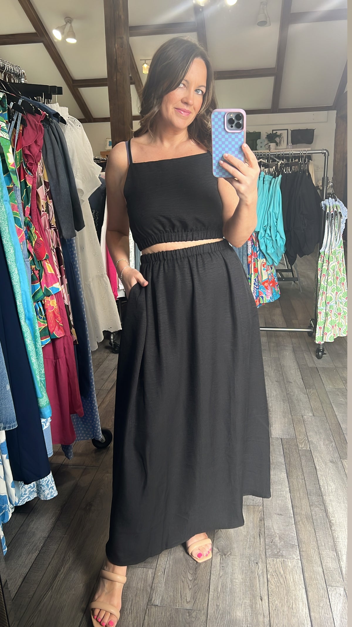 Sheryl Square Neck Crop Top & Midi Skirt Set