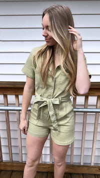 Olive Utility Romper