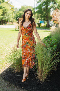 Celine Satin Floral Printed Dress