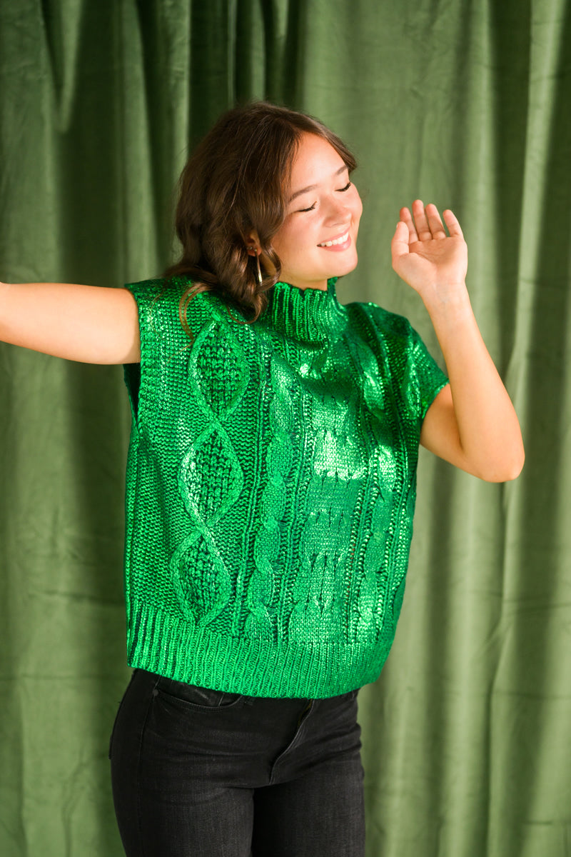 Metallic Green Envy Sweater