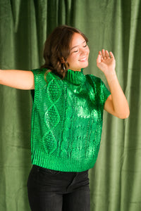 Metallic Green Envy Sweater
