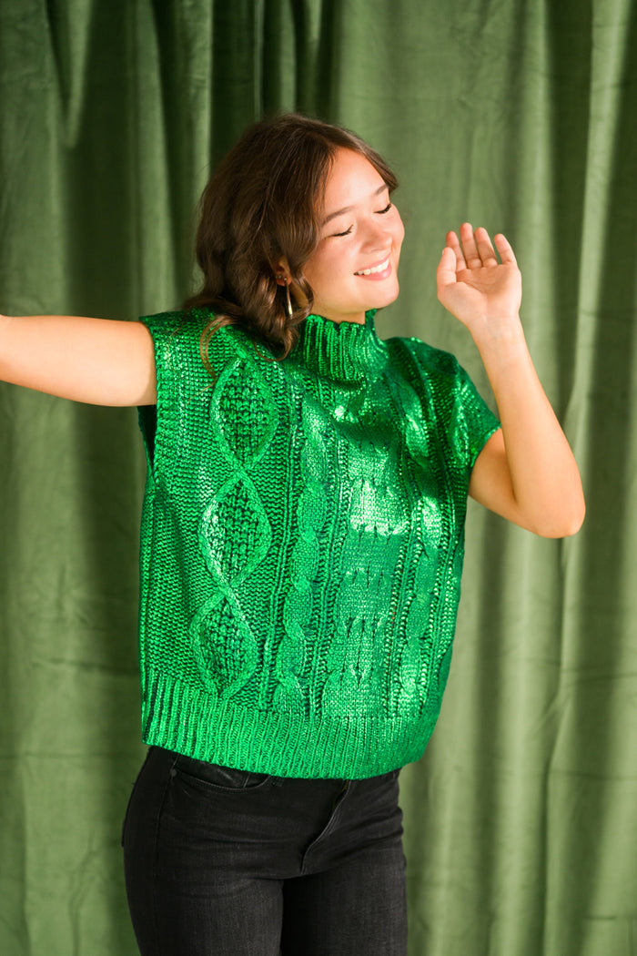Metallic Green Envy Sweater