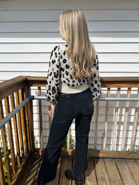 Leopard Bow Snap Sweater