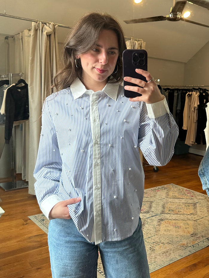 Nautical Girl In Pearl Button Down