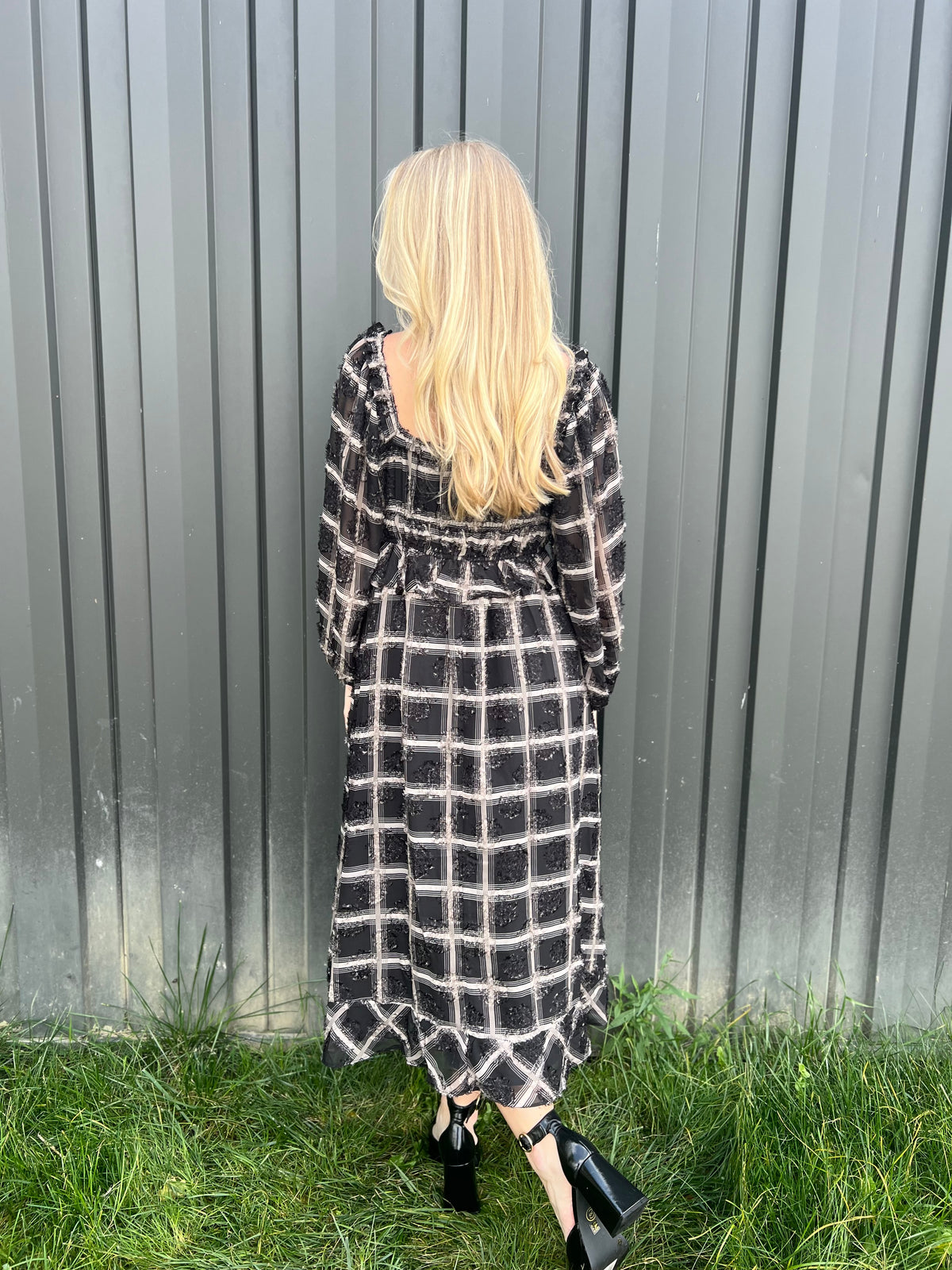 Grid Midi Dress