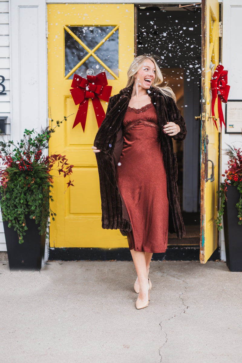 Bronze Whisper Satin Dress