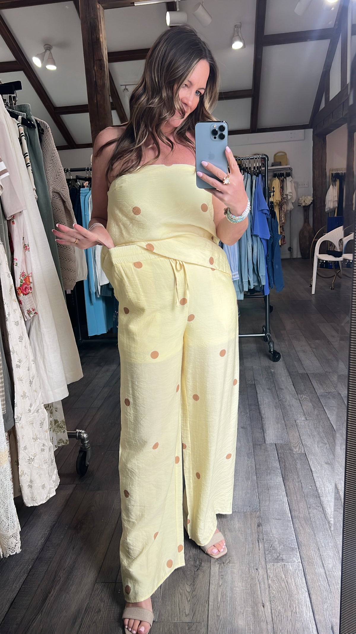 Lemon Dot Tube Top & Pant Set