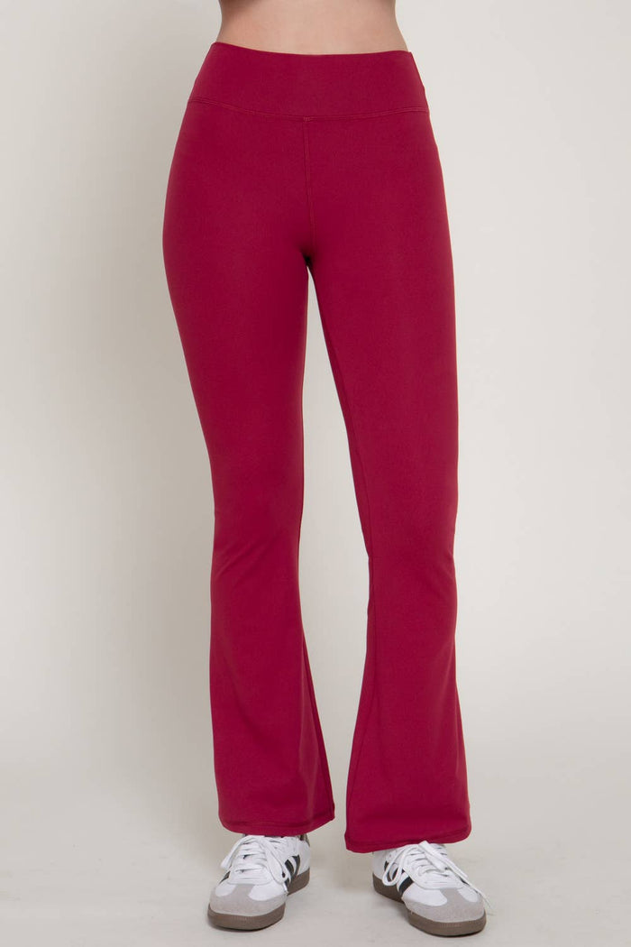Waist Band Flare Stretch Workout Long Pants